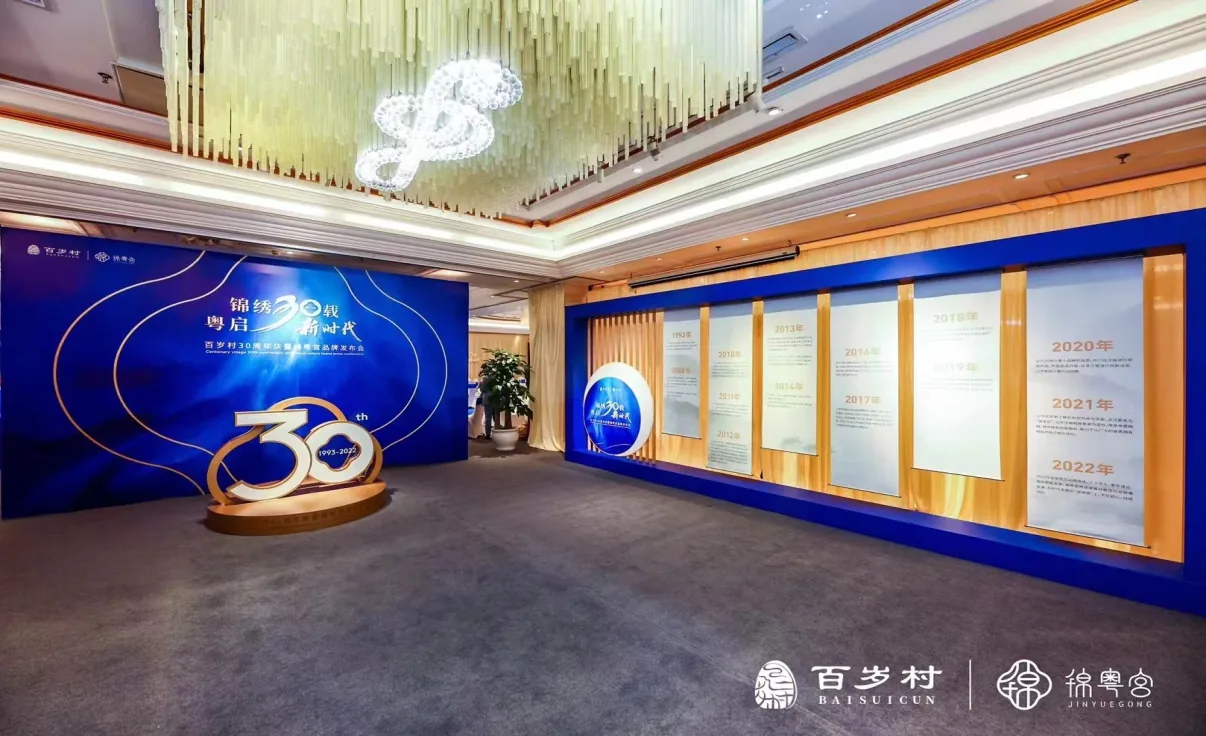 百岁村周年庆典中展示品牌历程的主题走廊