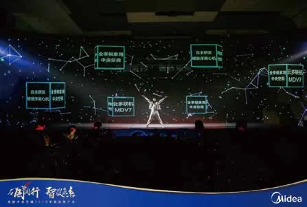 美的中央空调2019年新品发布会:新品发布会的蓝色舞台与灯光